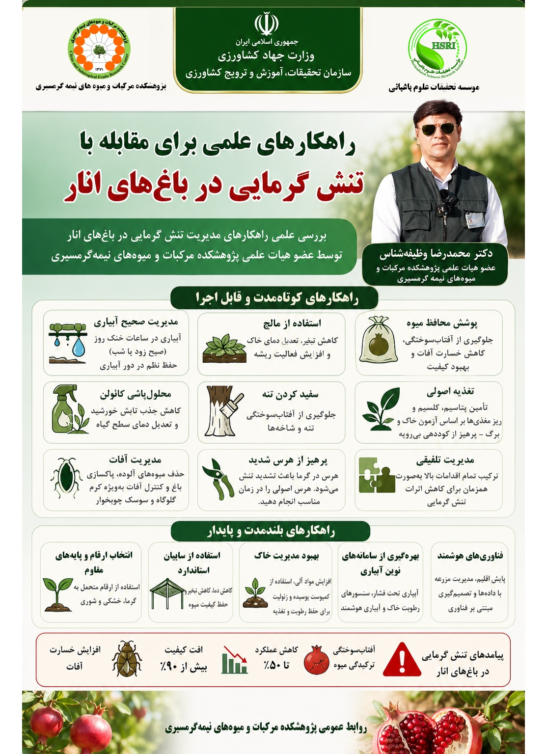 راهکارهای علمی برای مقابله با تنش گرمایی در باغ‌های انار
